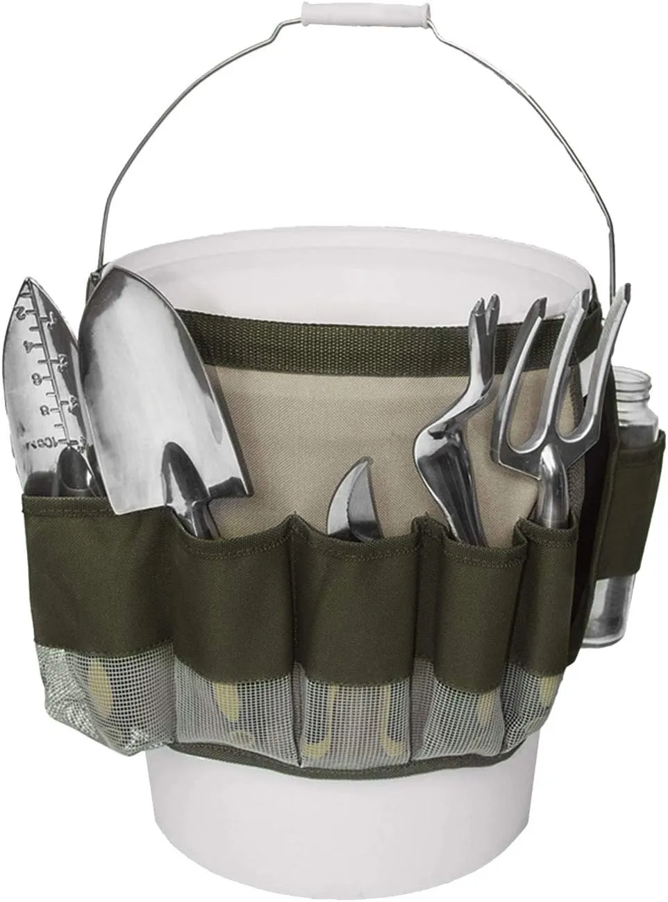 Fdit Bucket Tool Bag Adjustable Multi-Pocket Bucket Tool Bag Garden Tote Storage Pouch Multi‑Function Tool Belt Bag Bucket