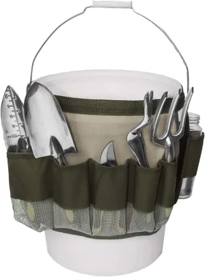 Fdit Bucket Tool Bag Adjustable Multi-Pocket Bucket Tool Bag Garden Tote Storage Pouch Multi‑Function Tool Belt Bag Bucket