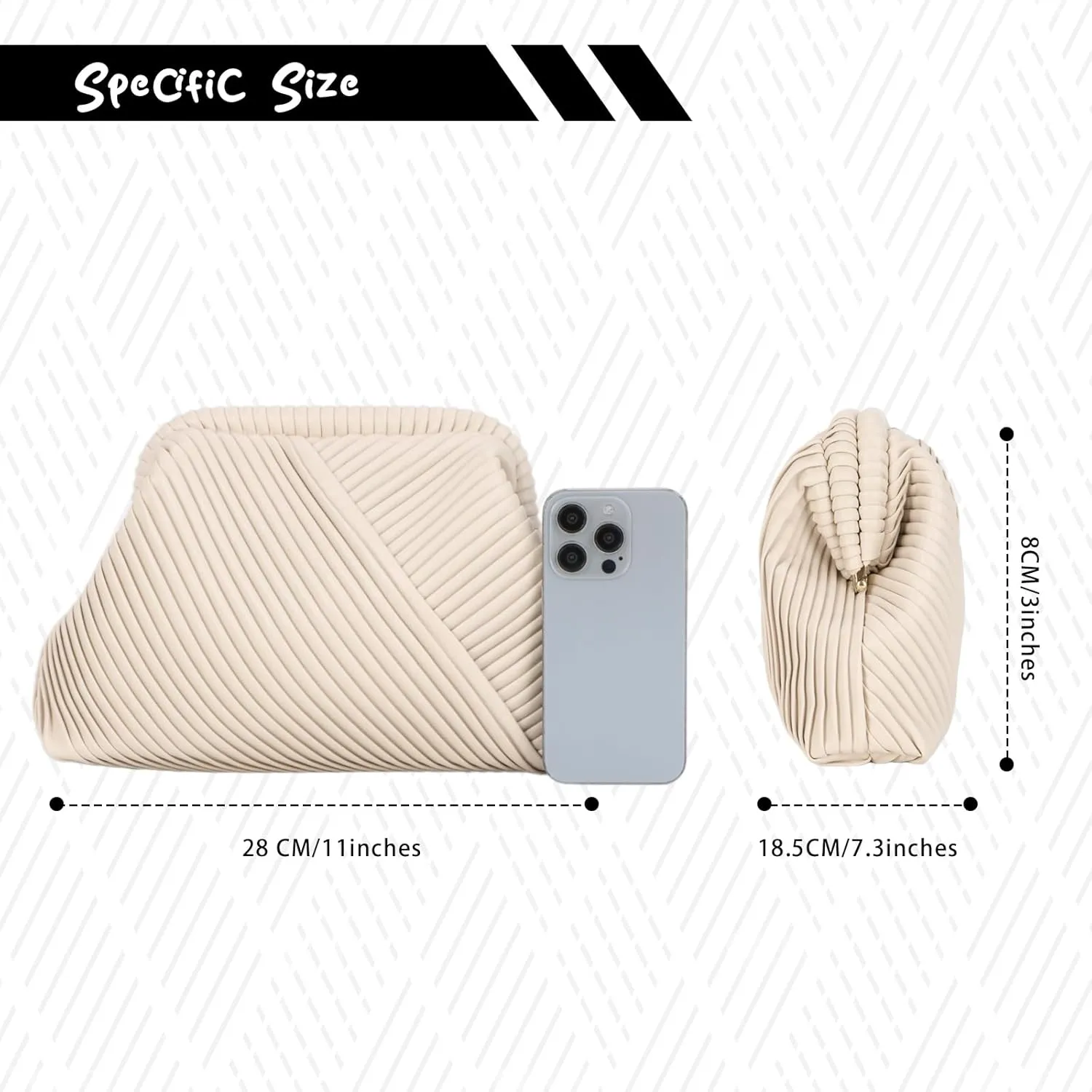 Fecialy Ruched Clutch Purse for Women Formal PU Leather Evening Bag Soft Pleated Handbags with Chain Crossbody Bag