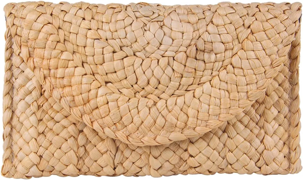 Fecialy Straw Clutch Purses Straw Purses for Women Envelope Woven Clutch Handbags Summer Beach Bags