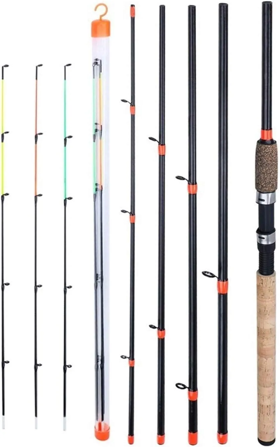 Feeder Fishing Rod Lengthened Handle 6 Sections Fishing Rod L M H Power Carbon Fiber Travel Rod Fishing Tackle DaJiKan (Color : White)