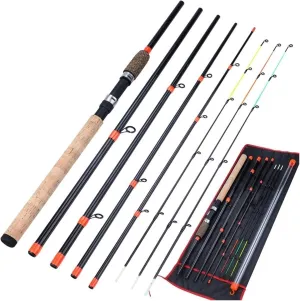 Feeder Fishing Rod Lengthened Handle 6 Sections Fishing Rod L M H Power Carbon Fiber Travel Rod Fishing Tackle DaJiKan (Color : White)