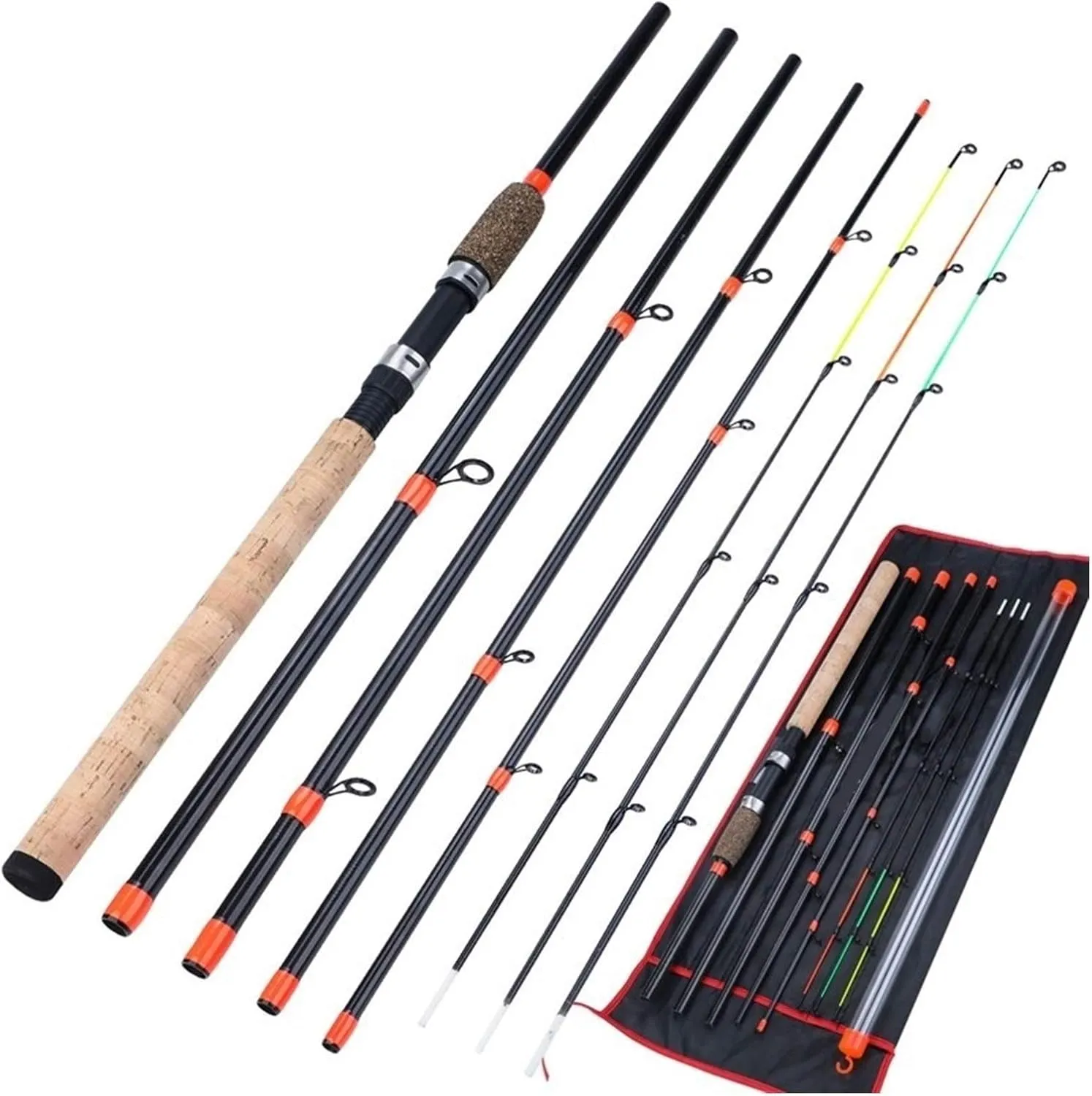 Feeder Fishing Rod Lengthened Handle 6 Sections Fishing Rod L M H Power Carbon Fiber Travel Rod Fishing Tackle DaJiKan (Color : White)