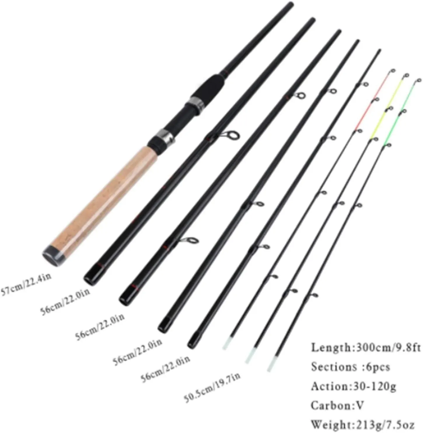 Feeder Fishing Rod Lengthened Handle 6 Sections Fishing Rod L M H Power Carbon Fiber Travel Rod Fishing Tackle DaJiKan (Color : White)