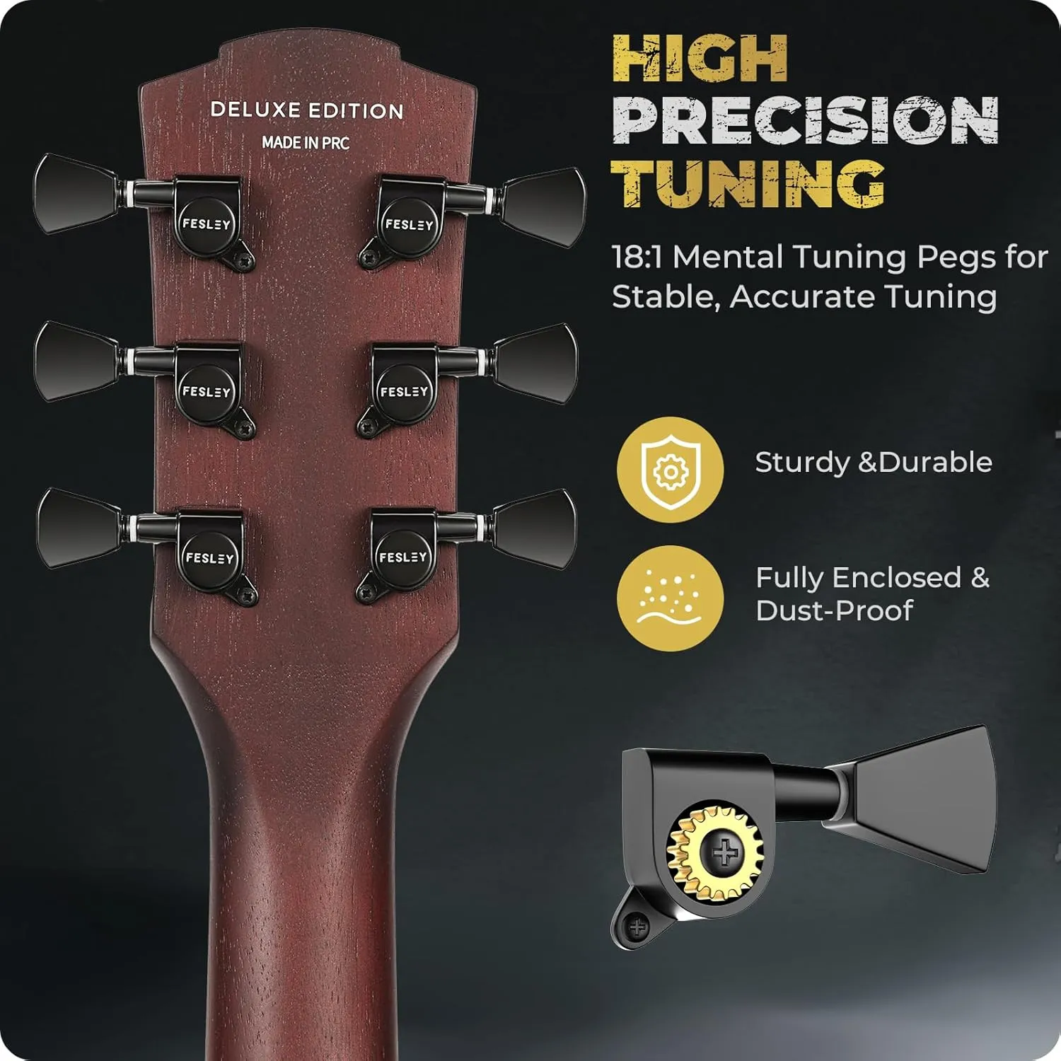 Fesley 39" LP Electric Guitar Kit: Full Size Solid Body Electric Guitars for Beginners with Humbucker Pickups, Poplar Body, Mahogany Neck,22 Frets,6 String Guitar with Gig Bag,Cable,FLP350,Matte,Black