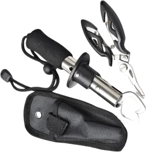 Fish Grippers Fishing Pliers Stainless Steel Fish Lip Grippers With Storage Bag Mutifunctional Line Cutter Hook Remover