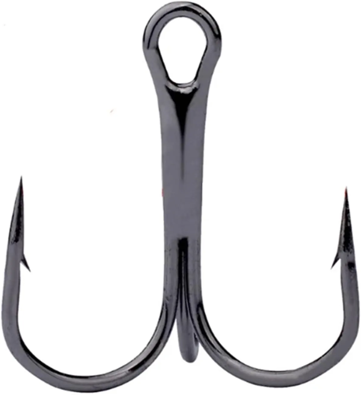 Fish Hooks 10pcs Three Hook Red Nickel Color Fishhook Fishing Hook High Carbon Steel Treble Hooks Fishing Tackle for Riverside, 6, Black