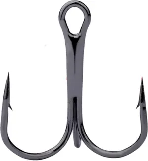 Fish Hooks 10pcs Three Hook Red Nickel Color Fishhook Fishing Hook High Carbon Steel Treble Hooks Fishing Tackle for Riverside, 6, Black