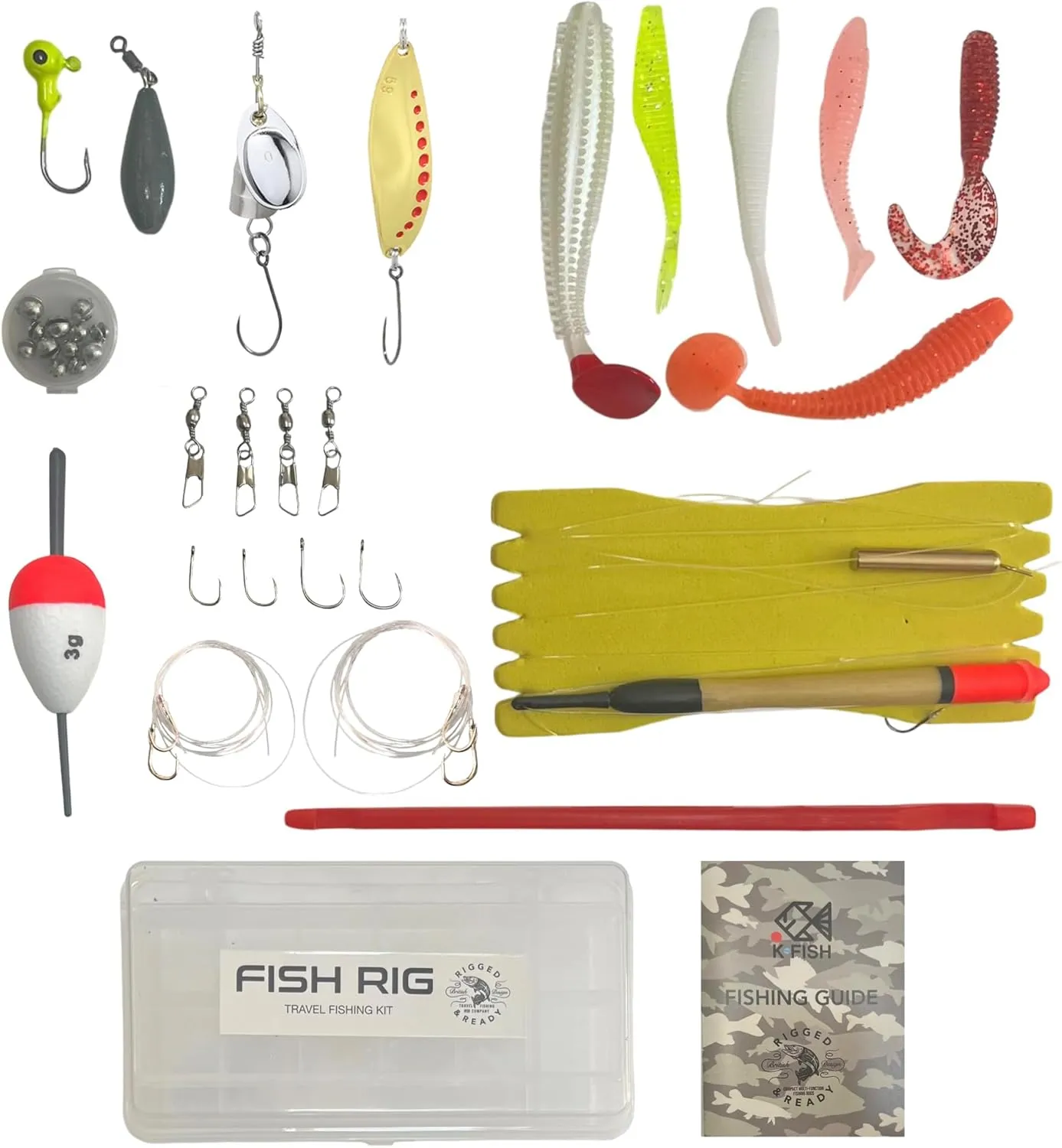 Fish Rig Travel Fishing Tackle Box   Tackle. 30 Essential Angling Tackle Items   How to Fish Guide. By Rigged and Ready