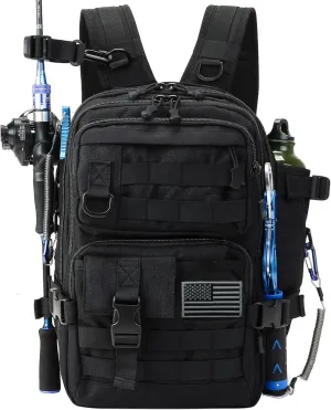 Fishing Backpack Fishing Tackle Storage Bag Fishing Gear and Equipment with Rod Holder Fishing Tackle Shoulder Sling Bag (Black2)