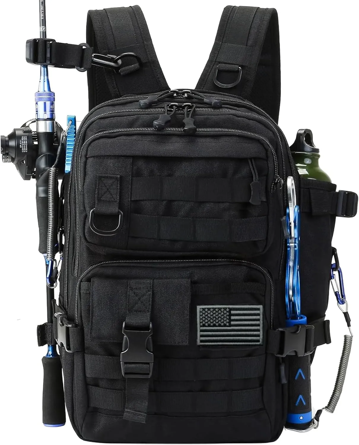 Fishing Backpack Fishing Tackle Storage Bag Fishing Gear and Equipment with Rod Holder Fishing Tackle Shoulder Sling Bag (Black2)