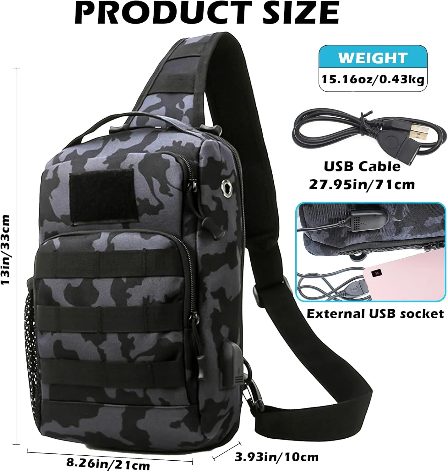 Fishing Backpack - Sling Bag with Rod Holder - Fly Fishing Tackle Bag - Gifts for Women & Men