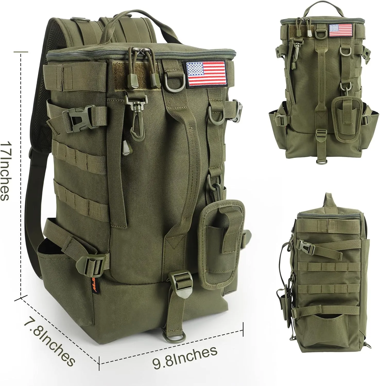 Fishing Backpack Tackle Bag, Fishing Backpack with Rod Holders Large Storage Fishing Tackle Box Backpack, Fishing Rod Bag for Carrying Fishing Gear and Equipment, Fishing Gifts for Men, RBG02