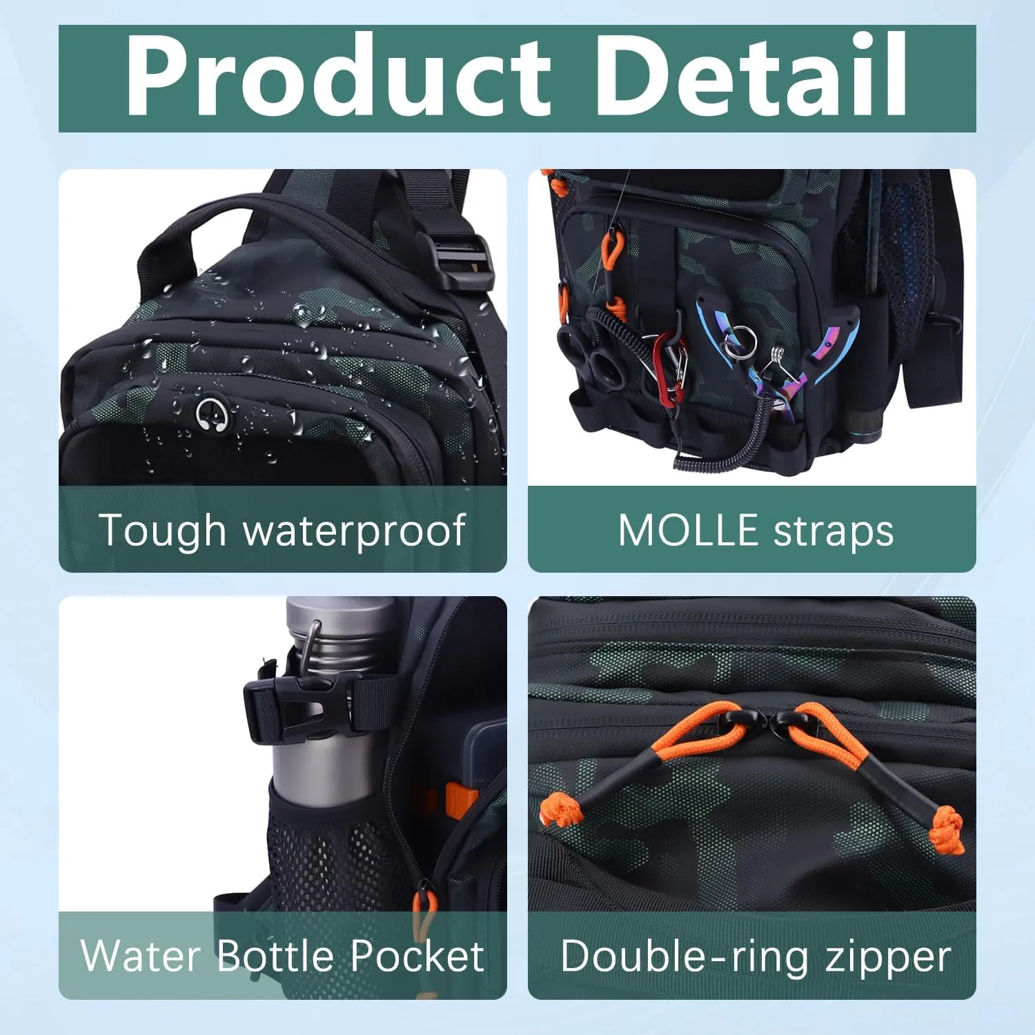 Fishing Backpack Tackle Storage Bag with 2 Tackle Boxes, Lightweight Outdoor Water-Resistant Fish Shoulder Bag Store Fish Gear for Fishing(Green)