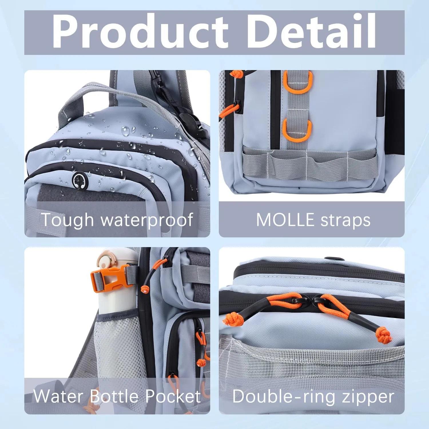 Fishing Backpack Tackle Storage Bag with 2 Tackle Boxes,Lightweight Outdoor Water-Resistant Fishing Shoulder Bag Store Fishing Gear for Fishing(Grey)