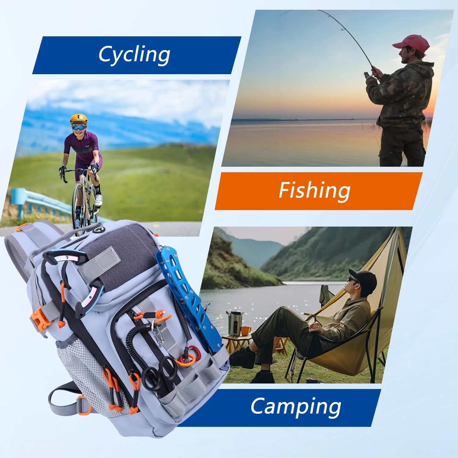 Fishing Backpack Tackle Storage Bag with 2 Tackle Boxes,Lightweight Outdoor Water-Resistant Fishing Shoulder Bag Store Fishing Gear for Fishing(Grey)