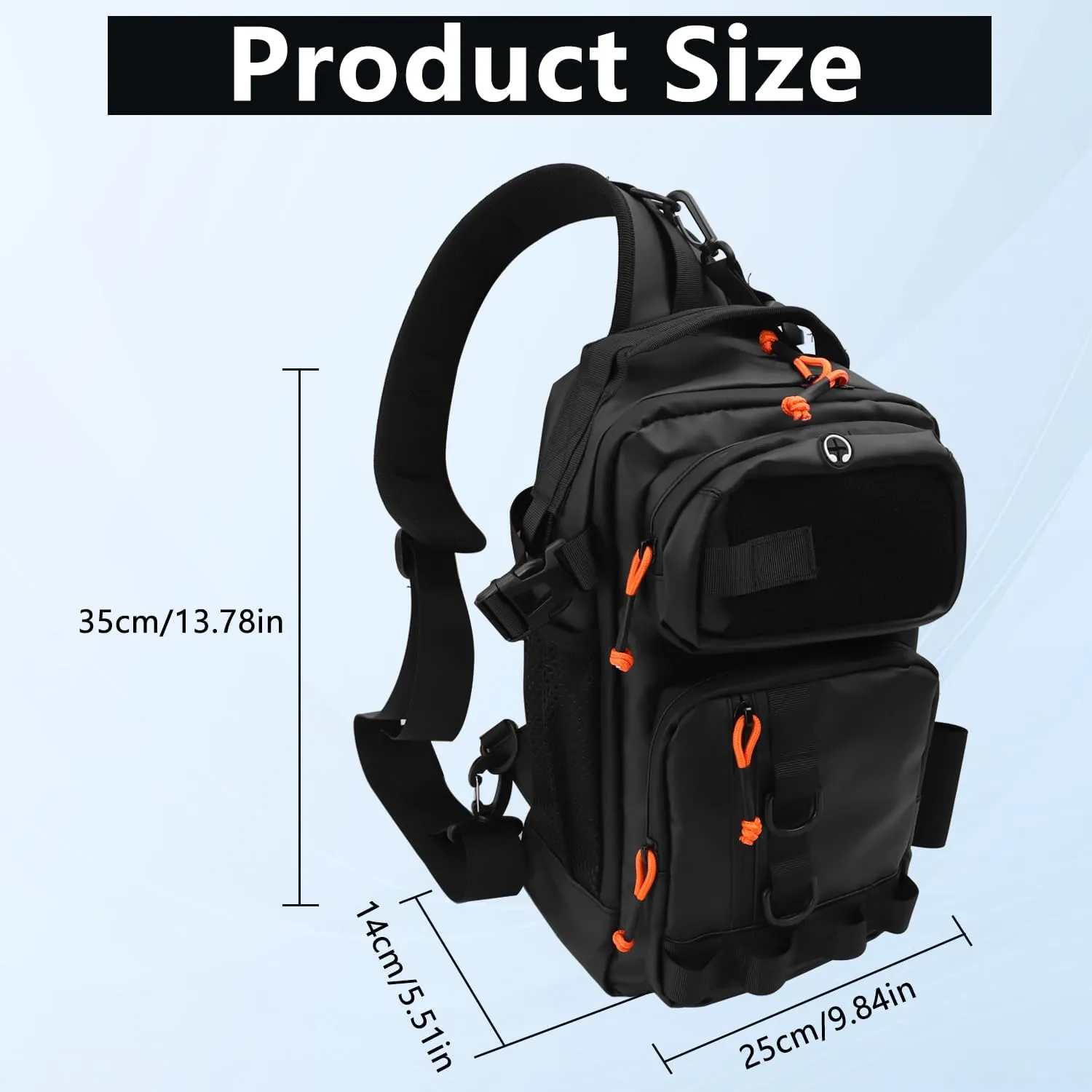 Fishing Backpack Tackle Storage Bag with Rod Holder,Lightweight Outdoor Water-Resistant Fish Shoulder Storage Bag for Fishing, Hunting,Camping and Hiking (Black)