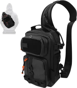 Fishing Backpack Tackle Storage Bag with Rod Holder,Lightweight Outdoor Water-Resistant Fish Shoulder Storage Bag for Fishing, Hunting,Camping and Hiking (Black)
