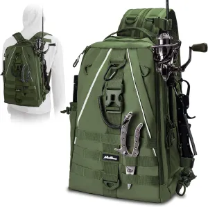Fishing Backpack with Rod Holder and Tackle Box