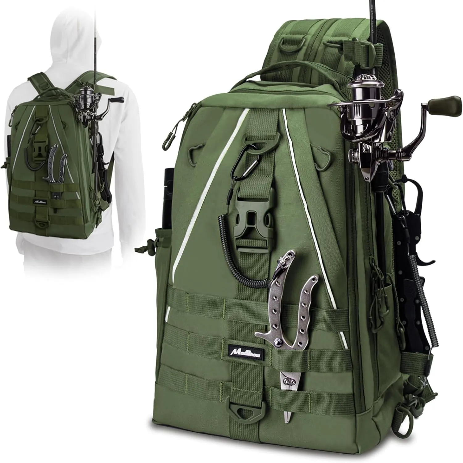 Fishing Backpack with Rod Holder and Tackle Box