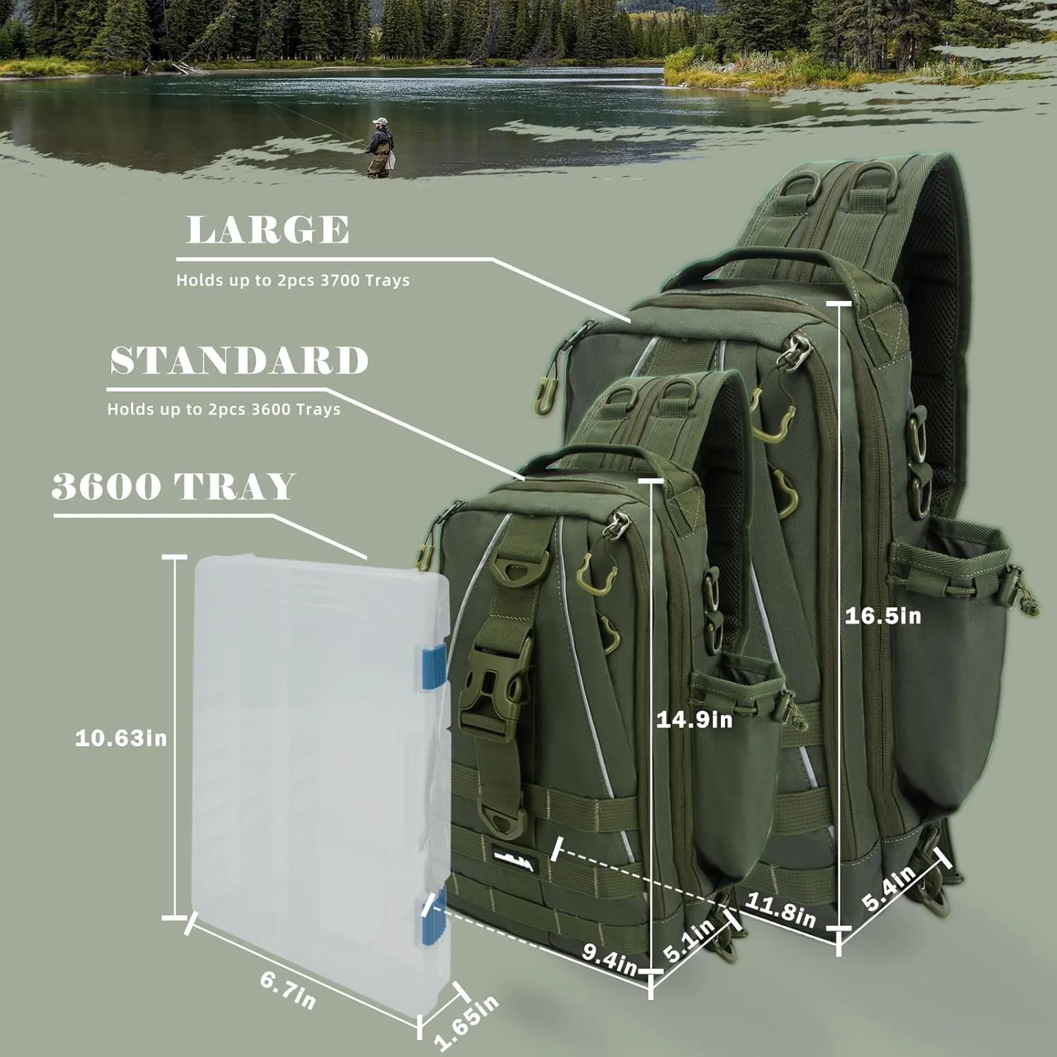 Fishing Backpack with Rod Holder and Tackle Box