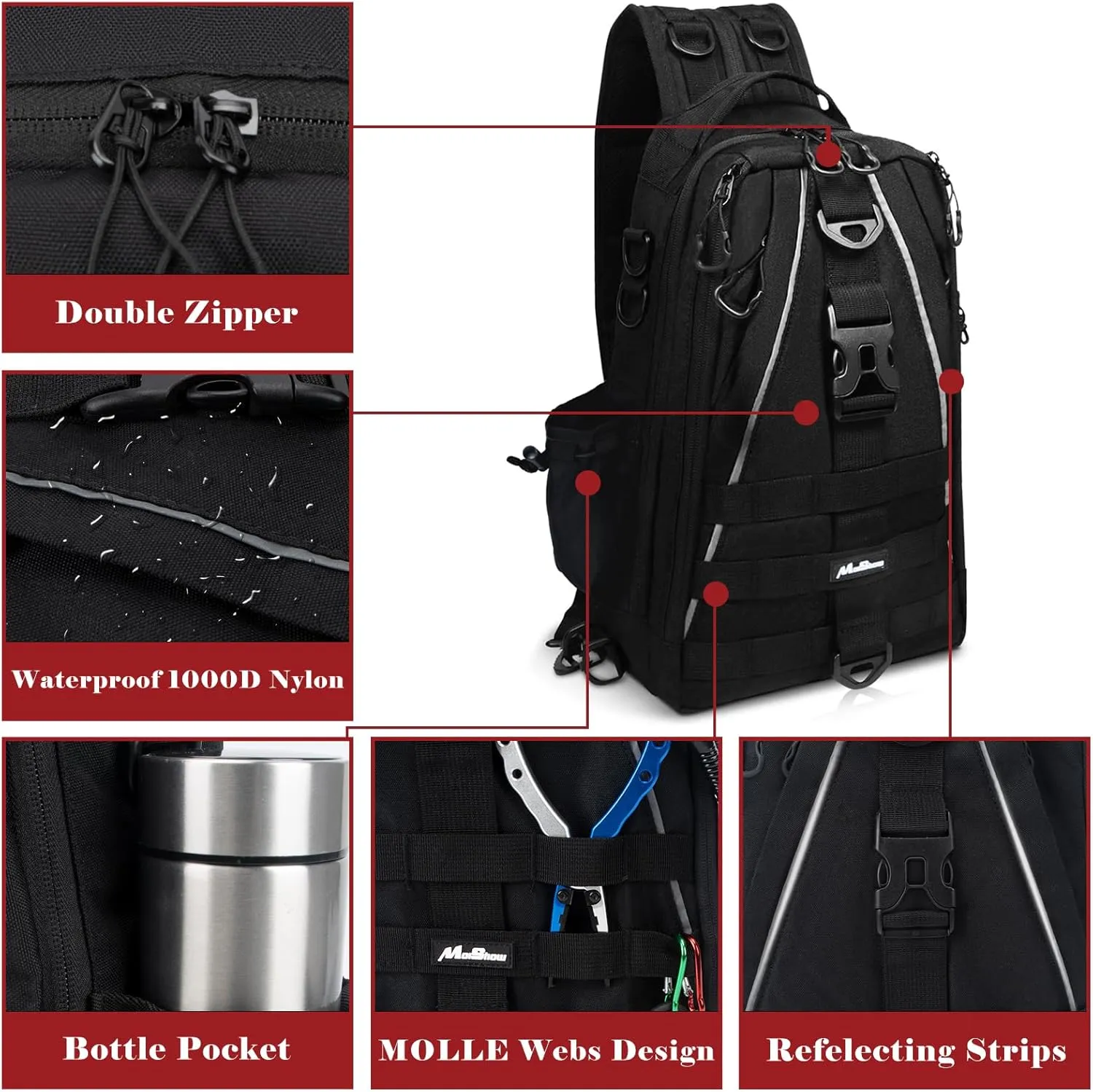 Fishing Backpack with Rod Holder and Tackle Box