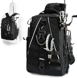 Fishing Backpack with Rod Holder and Tackle Box