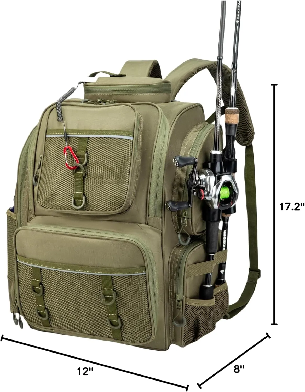 Fishing Backpack with Rod Holders, 42L Waterproof Fishing Tackle Backpack Fishing Bag with Hidden Shoulder Straps
