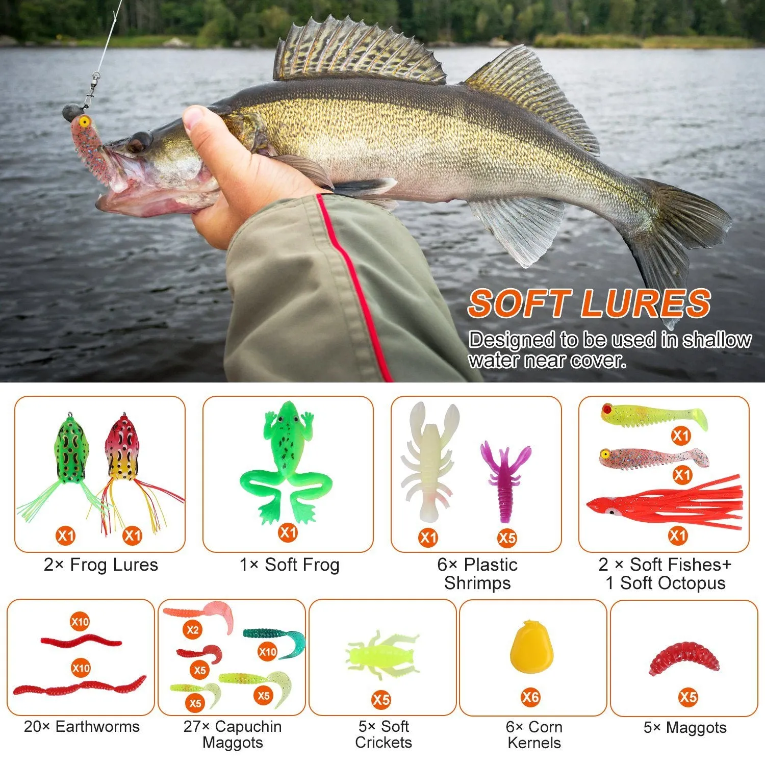 Fishing Baits & Tackle Box Kit – Lifelike Lures for Saltwater & Freshwater