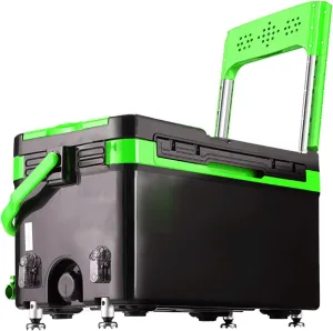 Fishing Box Portable Tackle Storage Cooler Can Sit with 4 Liftable Leg and Hidden Foldable Backrest for Wild Fishing Ice Bucket 32L Fishing Tackle (Green) (Green)