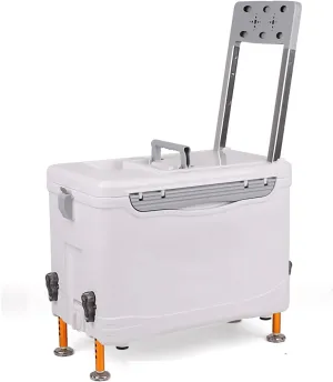 Fishing Bucket Large Thickened Keep Fresh Can Sit Cooler Box Multi-Function with Wheels Foldable Backrest and Adjustable Leg Fishing Tackle (30L) ()
