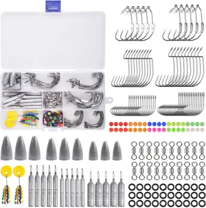 Fishing Drop Shot Weights Kit, Bass Fishing Accessories Kit Include Sinkers Beads Hooks Swivels Stoppers Texas Rig Carolina Rig Drop Shot Rig Wacky Rig Weightless Rig Tackle Box
