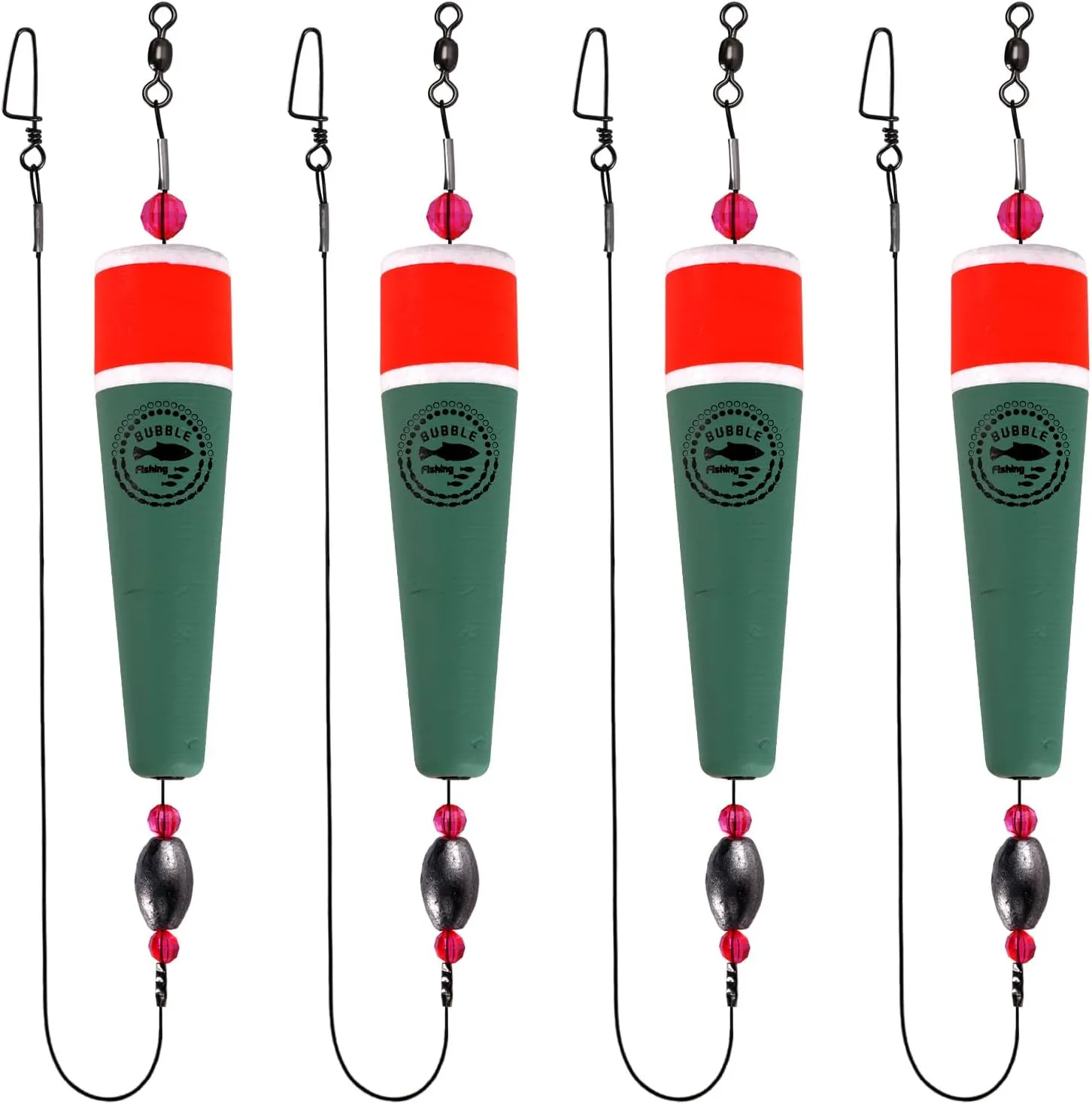 Fishing Floats Rigs Popping Corks for Saltwater Rattle Weighted Bobbers Fishing Tackle (4pcs, 2/3/4/5 in, Green/Yellow/Orange)