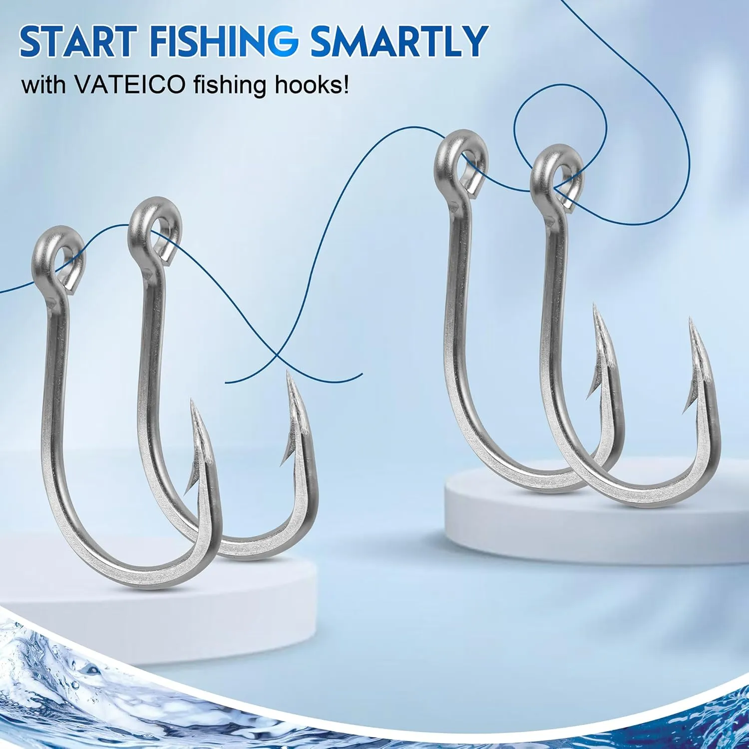 Fishing Hooks Saltwater,30PCS Marlin Trolling Hooks Extra Strong Stainless Steel Fish Hooks Offset Point Barb Live Bait Hooks Big Game Fishing Tackle