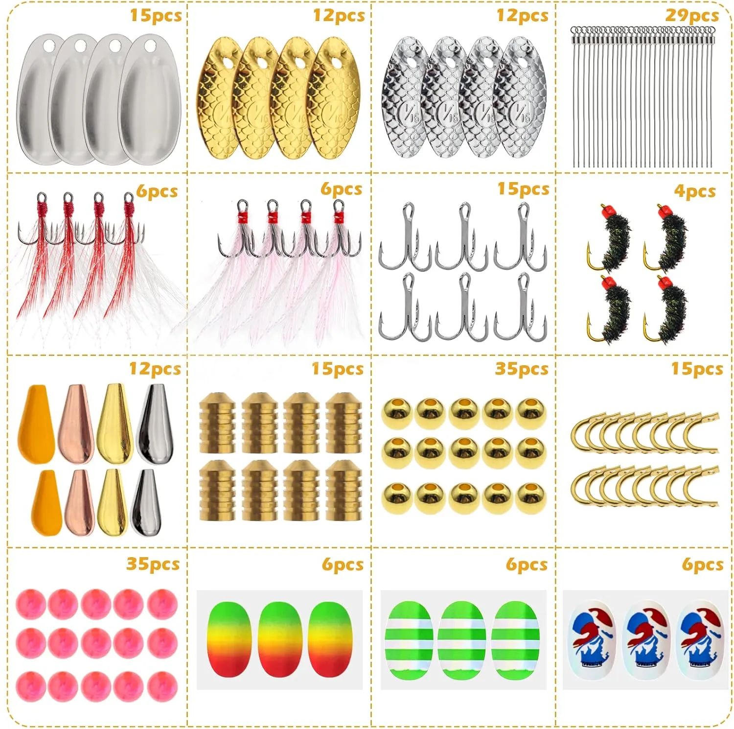Fishing Lure Spinnerbait Kit with Tackle Box, 8 Pcs/10 Pcs Bass Trout Perch Salmon Hard Metal Rooster Tail Fishing Lures Kit
