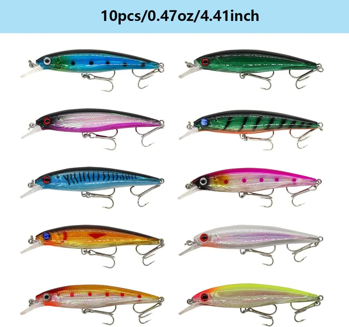 Fishing Lures Kit Set, Baits Tackle Including Crankbaits, Topwater Lures, Spinnerbaits, Worms, Jigs, Hooks, Tackle Box and More Fishing Gear Lures for Bass Trout