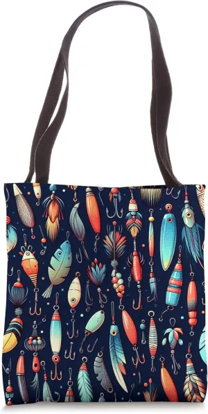 Fishing Lures Pattern Fishing Tackle Fishing Fisherman Art Tote Bag