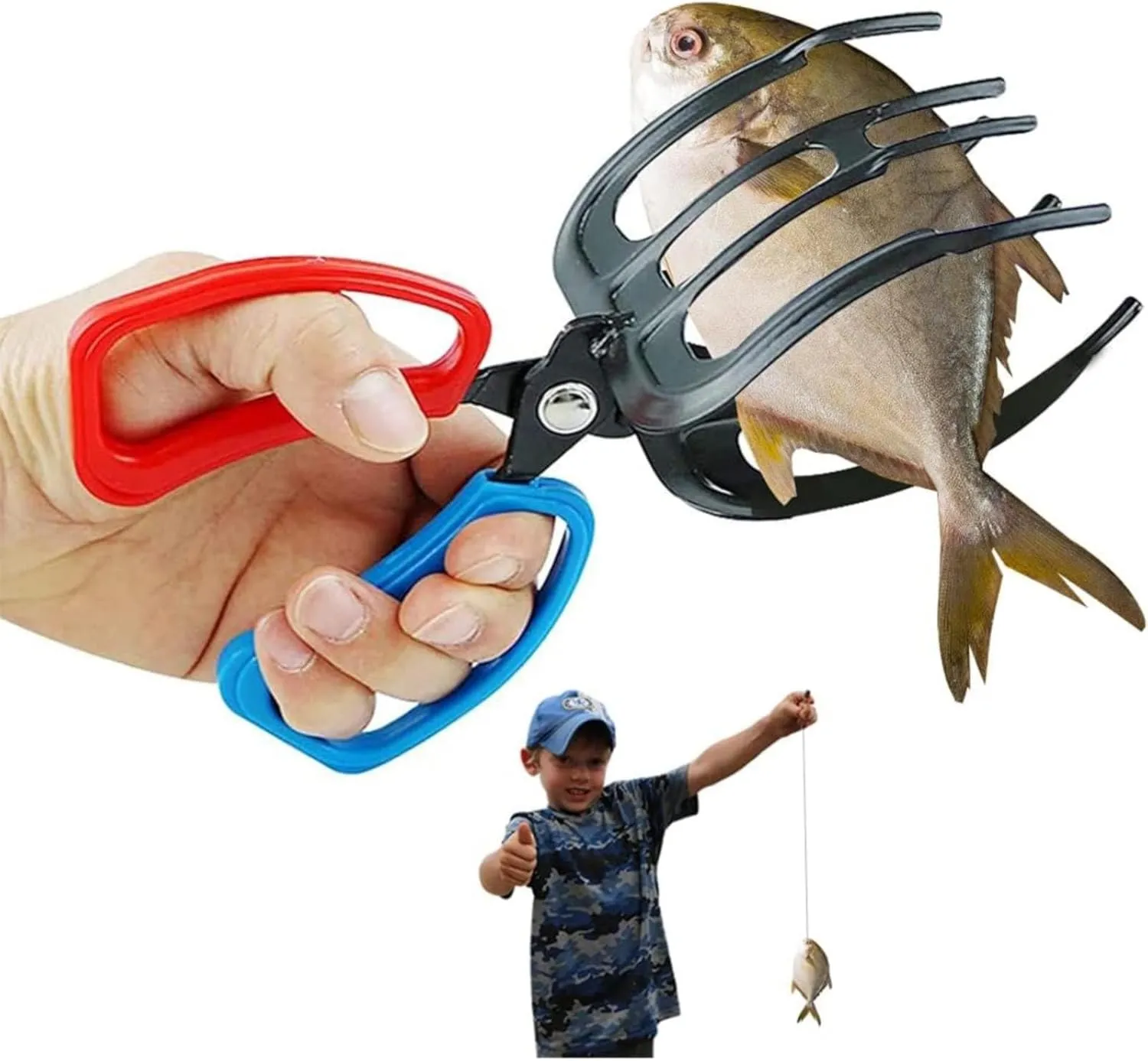 Fishing Pliers Metal Fish Clamp Tong Grip Tackle Tool Forceps For Catch Fish Fishing Accessories Metal Fish Clamp Ice Sled (A*2, One Size*2)