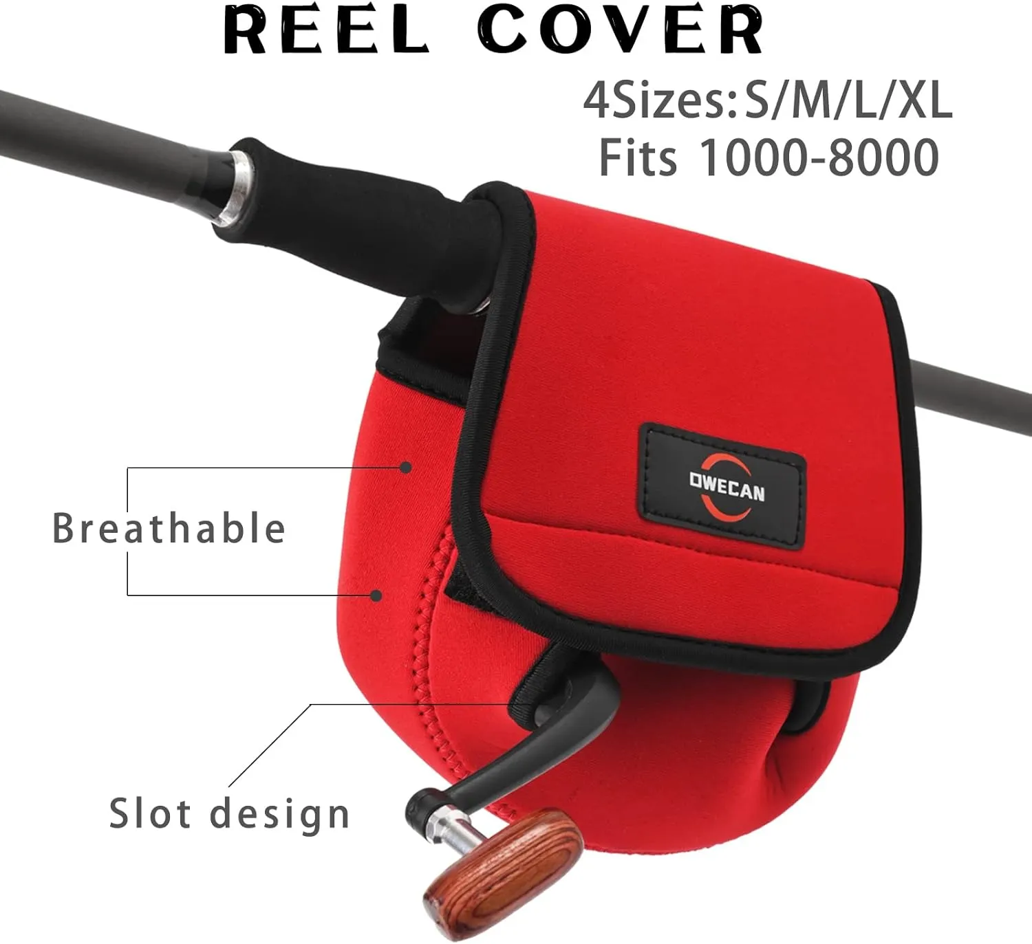 Fishing Reel Covers Bag 2 Packs - Large & Medium Sizes, Spinning & Baitcaster Case Bags (Red, Up to 1000 Series)