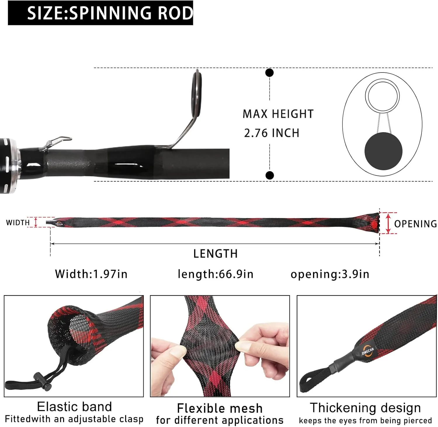 Fishing Reel Covers Bag 2 Packs - Large & Medium Sizes, Spinning & Baitcaster Case Bags (Red, Up to 1000 Series)