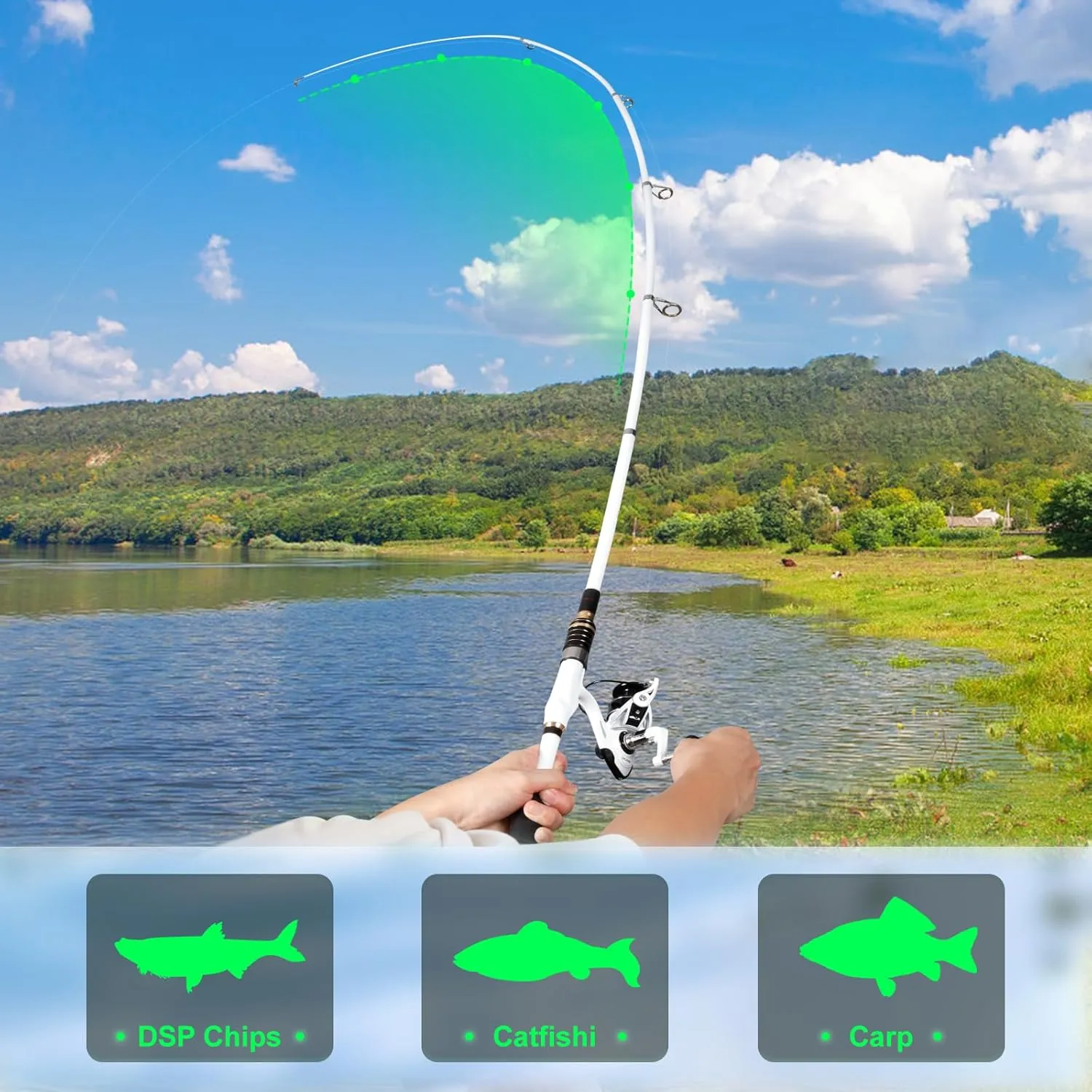 Fishing Rod and Reel Combo, 2PCS Telescopic Fishing Pole Combo White Spinning Reels Lures Set Fishing Line Carrier Bag for Travel Saltwater Freshwater Fishing Collapsible Fishing Kits
