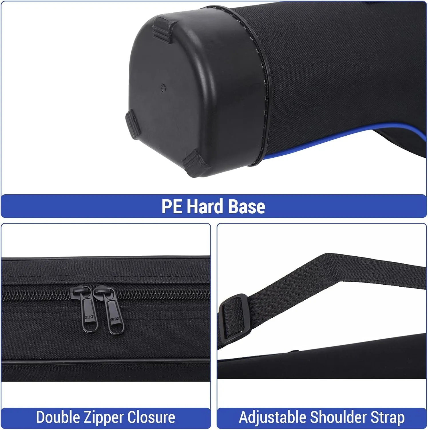Fishing Rod Bag Hard Shell Bottom 59in/51in Waterproof Large Tackle Bag with Fishing Accessories Pocket Fishing Pole Protective Pouch for Traveling