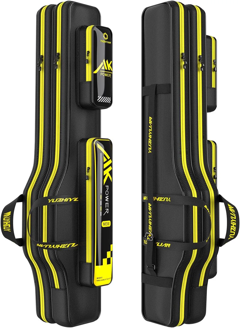 Fishing Rod Case Double-Layer 1680D Heavyweight Oxford Fishing Pole Case & Bag Wire-Reinforced Non-Deforming Frame Quick-Access Compartments Anti-Sag Structure Fishing Rod Bag Fishing Gift for Men