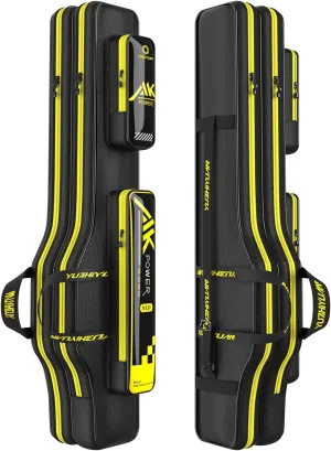 Fishing Rod Case Double-Layer 1680D Heavyweight Oxford Fishing Pole Case & Bag Wire-Reinforced Non-Deforming Frame Quick-Access Compartments Anti-Sag Structure Fishing Rod Bag Fishing Gift for Men