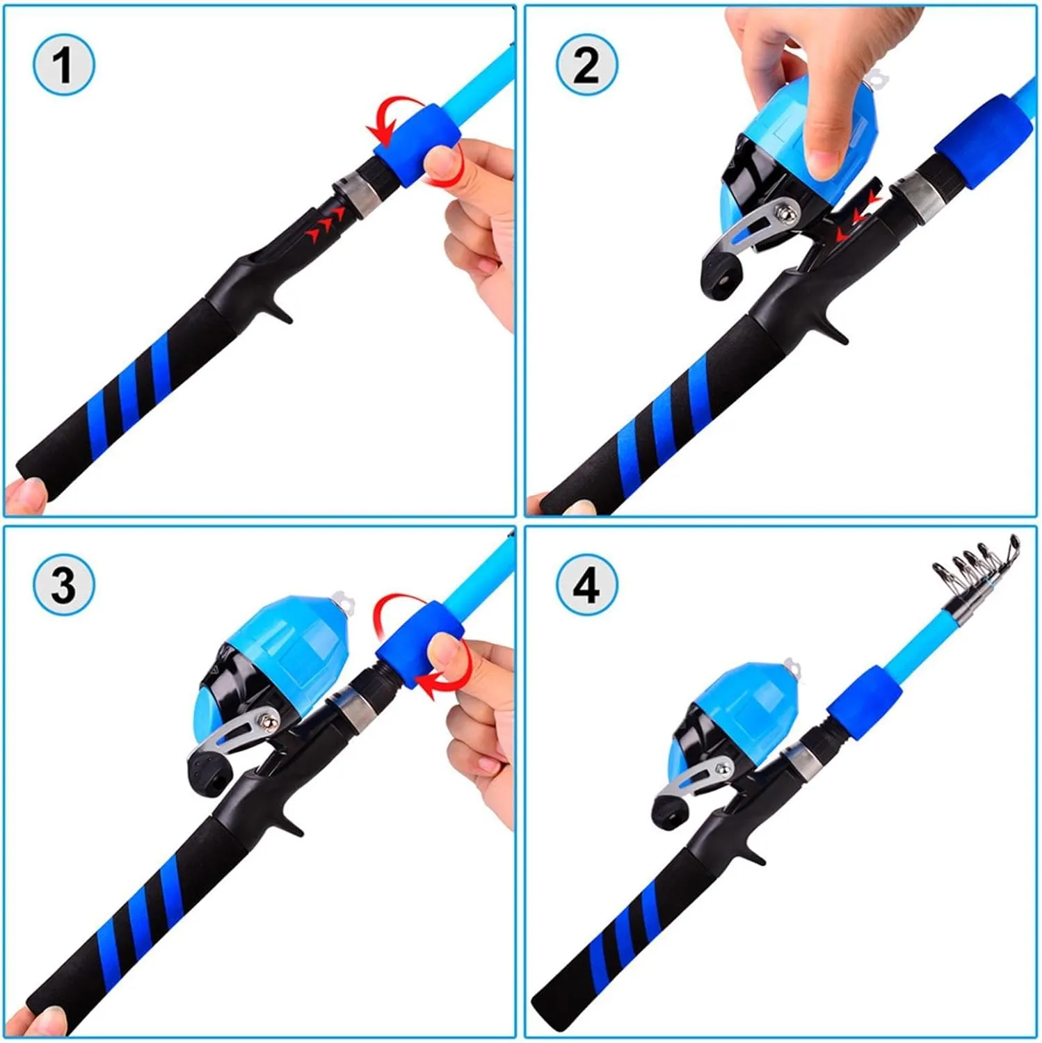 Fishing Rod for Kids,Soft Portable Telescopic Kid Fishing Pole Set - Breathable Wear-Resistant Fish Rod & Reel Combos for Camping, Hiking, Backpacking