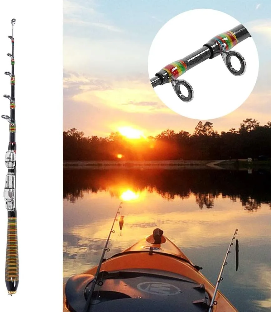 Fishing Rod, Telescopic Carbon Sea Rod Portable Pole Support Tackle Supplie Hand Fishing Accessory for Beginner