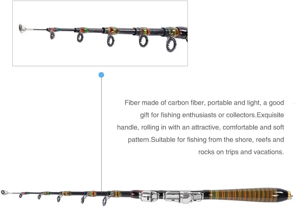 Fishing Rod, Telescopic Carbon Sea Rod Portable Pole Support Tackle Supplie Hand Fishing Accessory for Beginner