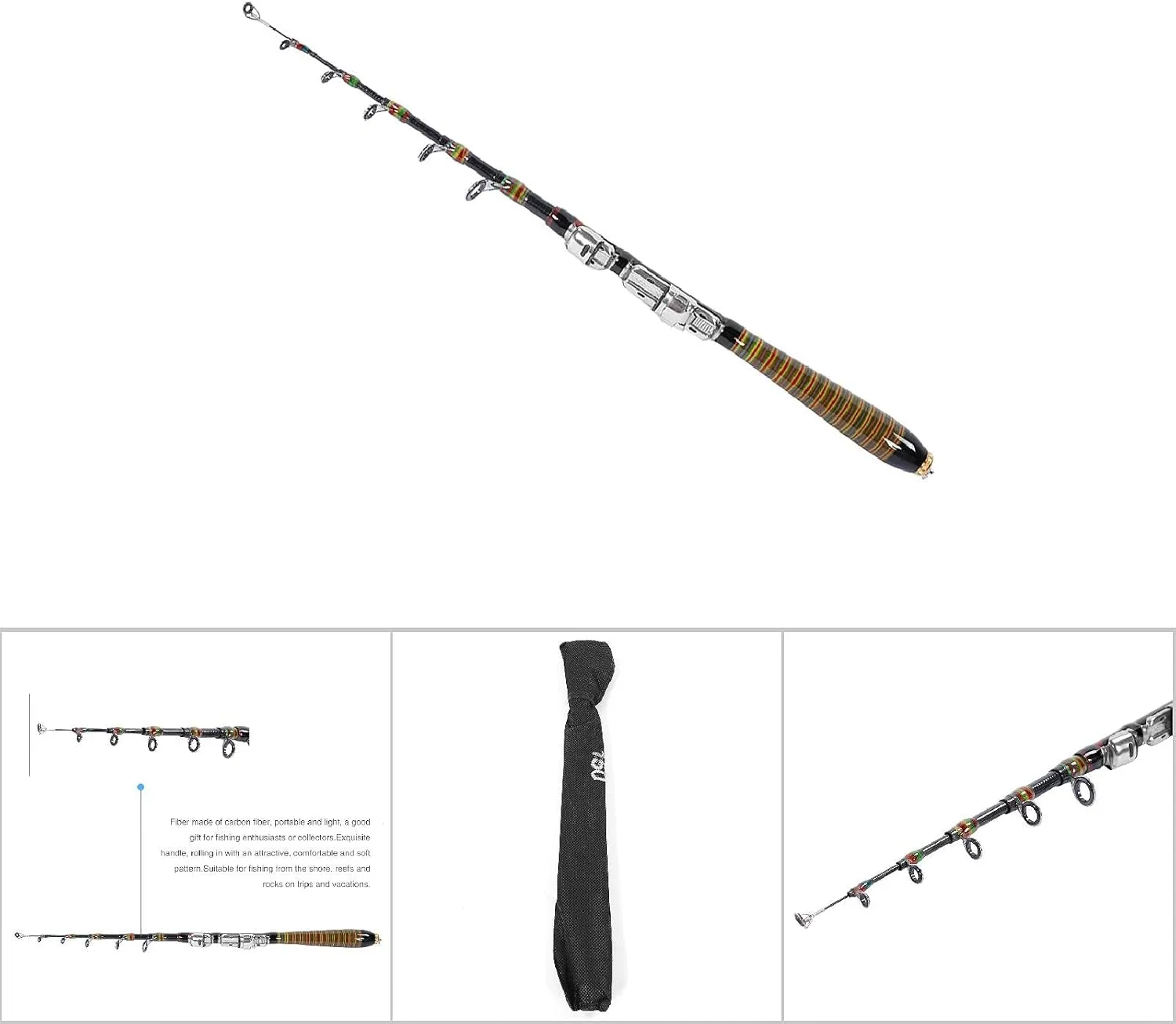 Fishing Rod, Telescopic Carbon Sea Rod Portable Pole Support Tackle Supplie Hand Fishing Accessory for Beginner