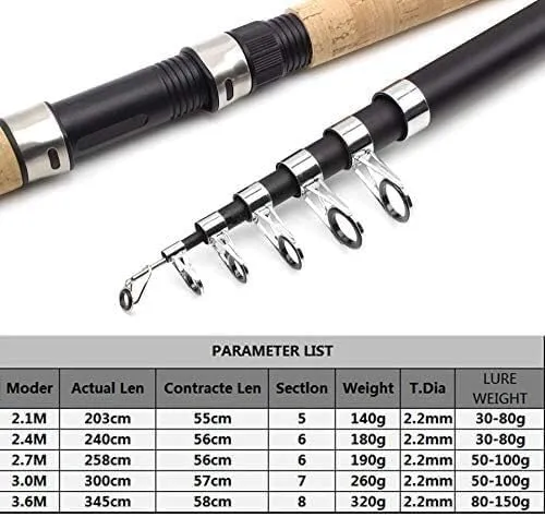 Fishing Rods Telescopic Fishing Rods Marine Spinning Rods Wooden Handle Fishing Rods