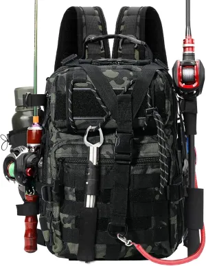Fishing Tackle Backpack, Military Tactical Backpack Tactical Sling Pouch Fishing Tackle Storage Bag Fish Gear Bag Molle Assault Pack Tactical Hiking Rucksack (Green)